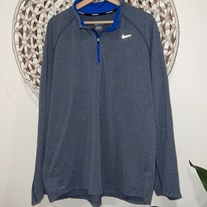 Nike Dri- fit running gray and royal blue 1/4 zip sweatshirt size XXLARGE